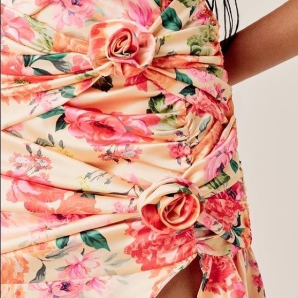 For Love & Lemons Versilla Floral Satin Hi-Lo Dress XS NWT - Picture 14 of 16